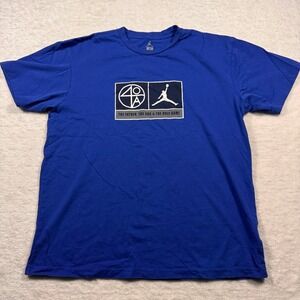 Jordan Mens 40 Acres and a Mule The Holy Game Graphic T-Shirt Blue Large